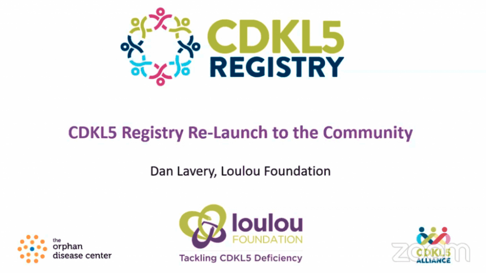 CDKL5 Registry logo depicting partnership Registry Re-Launch to Community