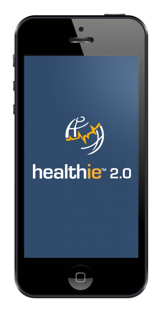 Pulse Infoframe's healthie 2.0 logo displayed in the screen of a mobile phone